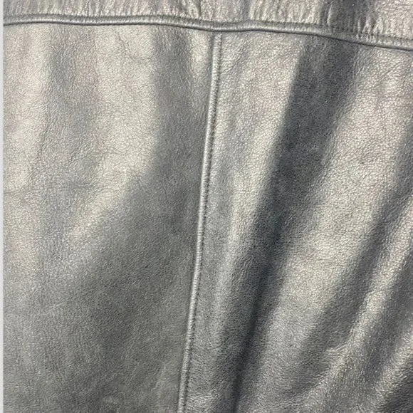 Roots “Richard” Leather Car Coat Vintage Black Treated size L Zip Front Y